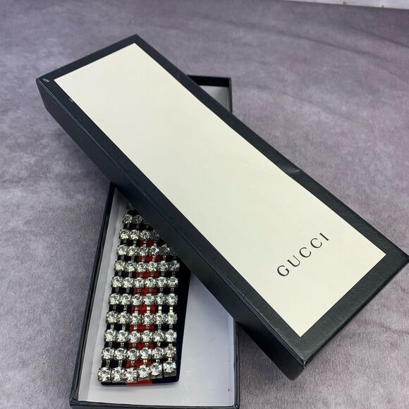 Authentic Gucci Embellished Crystal Red & Blue Sherry Web Headband - Picture 12 of 12